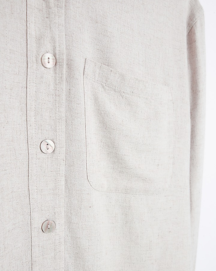 Stone oversized shirt with linen | River Island