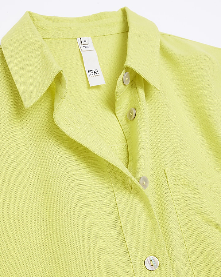 Yellow oversized shirt with linen | River Island