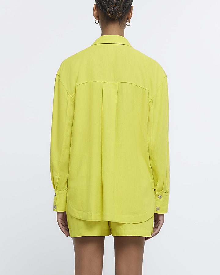 Yellow oversized shirt with linen