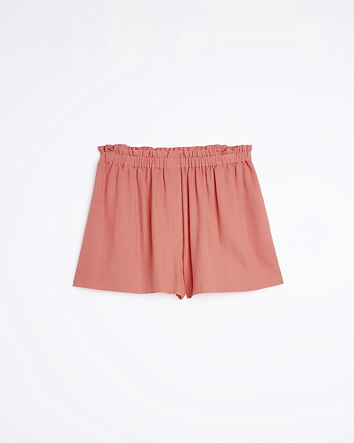 Plus pink shorts with linen | River Island