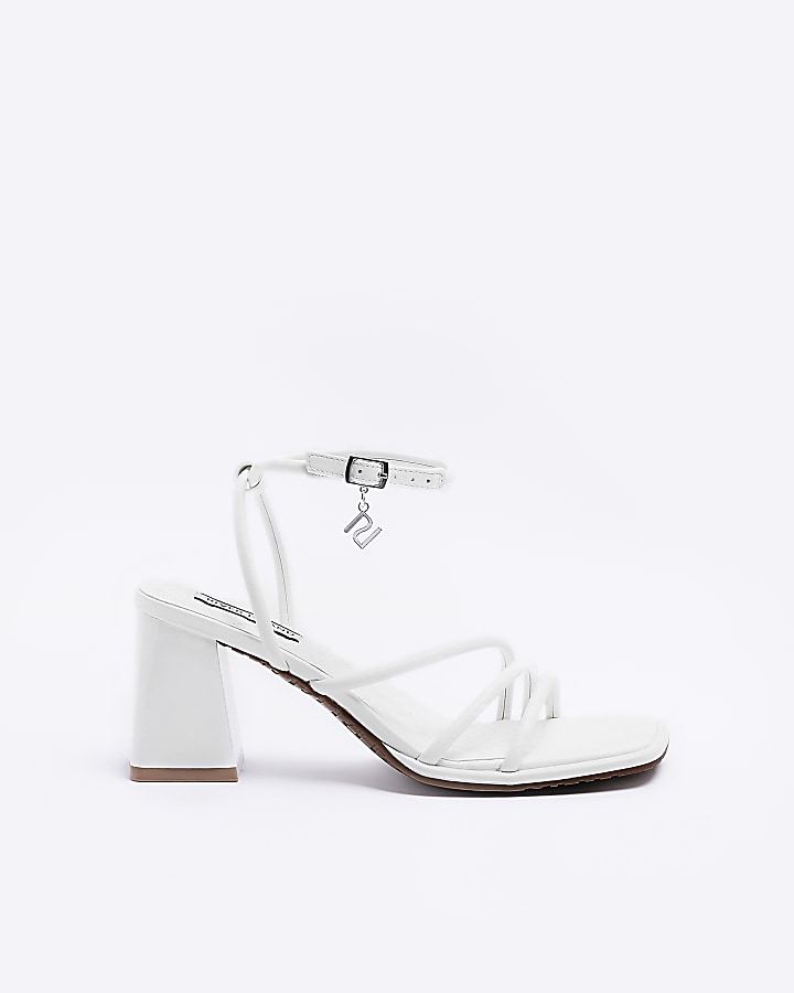 White strappy heeled sandals River Island