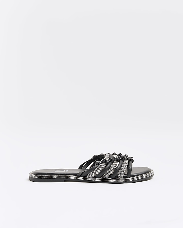 Wide fit black sliders new arrivals