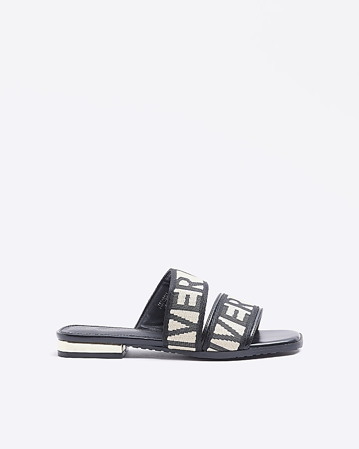 Black RI monogram sliders