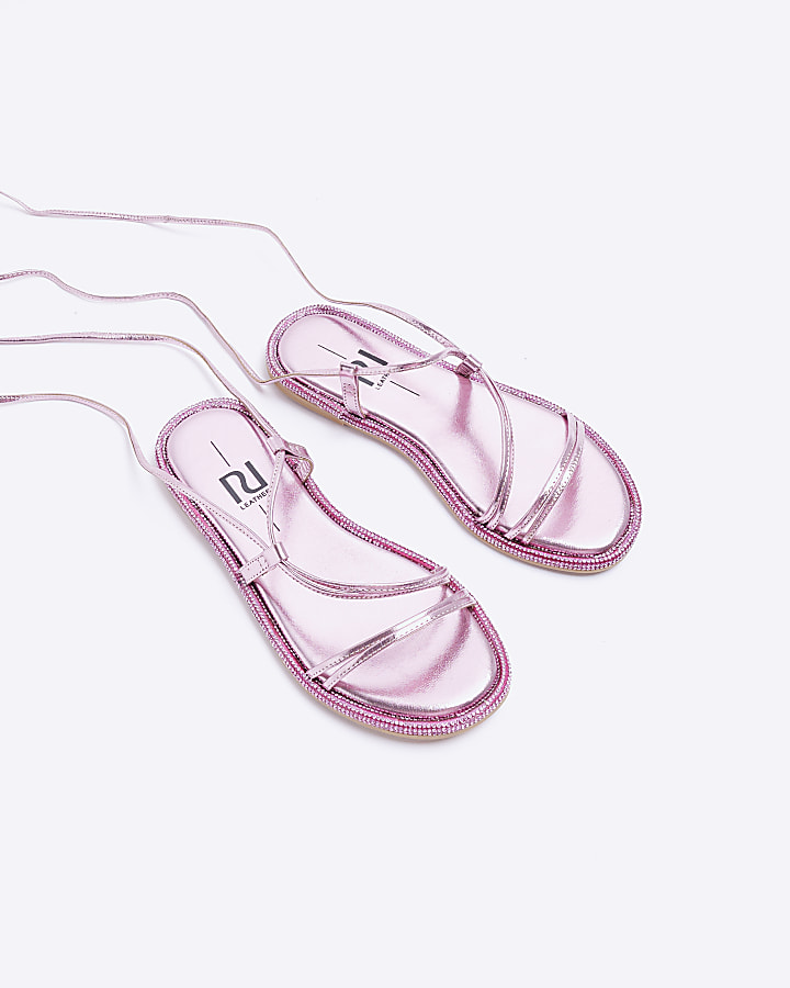 Pink embellished sandals