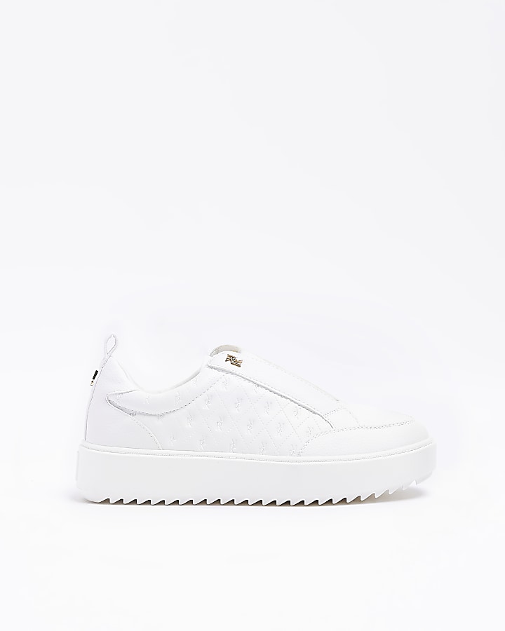 White embossed RI monogram trainers