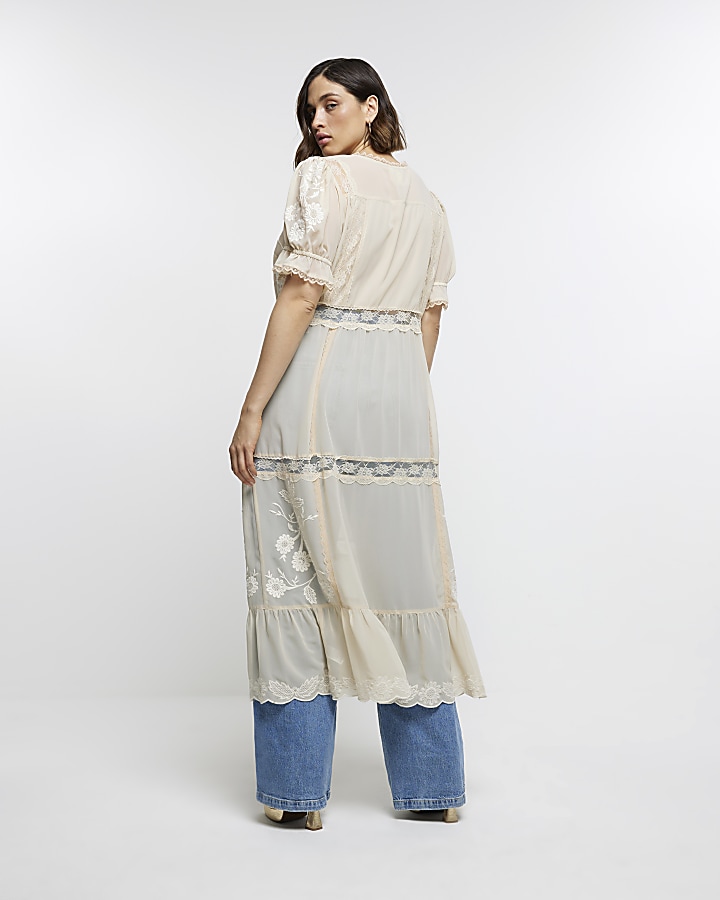 Plus Cream Lace Cover Up River Island