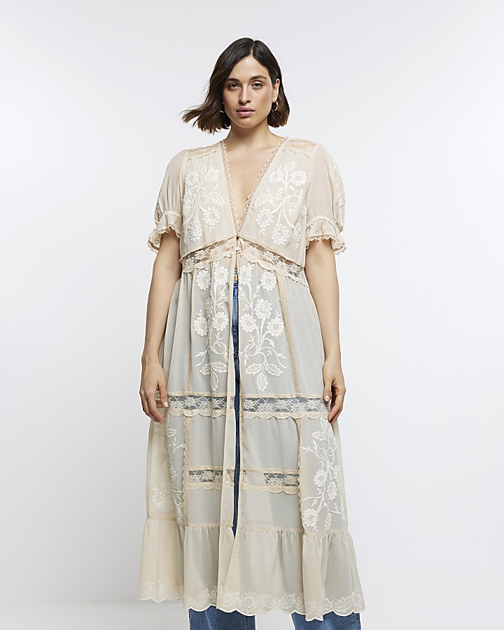 Plus Cream Lace Cover Up River Island