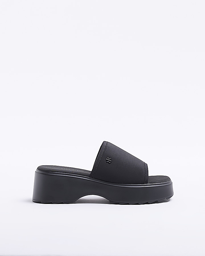 Black platform sliders