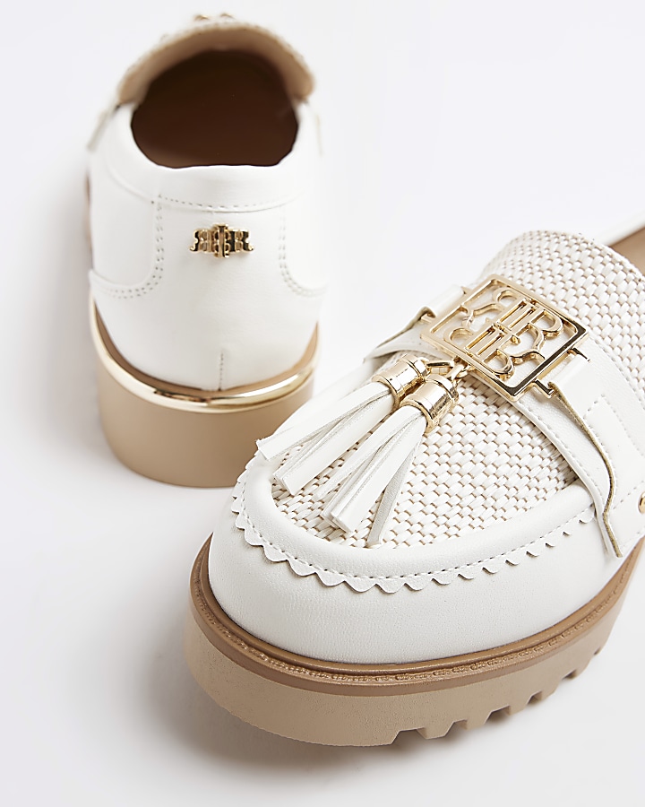 Cream tassel detail loafers River Island