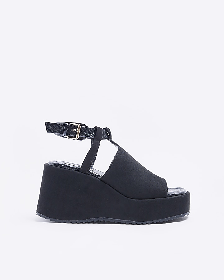 Black open toe wedge sandals