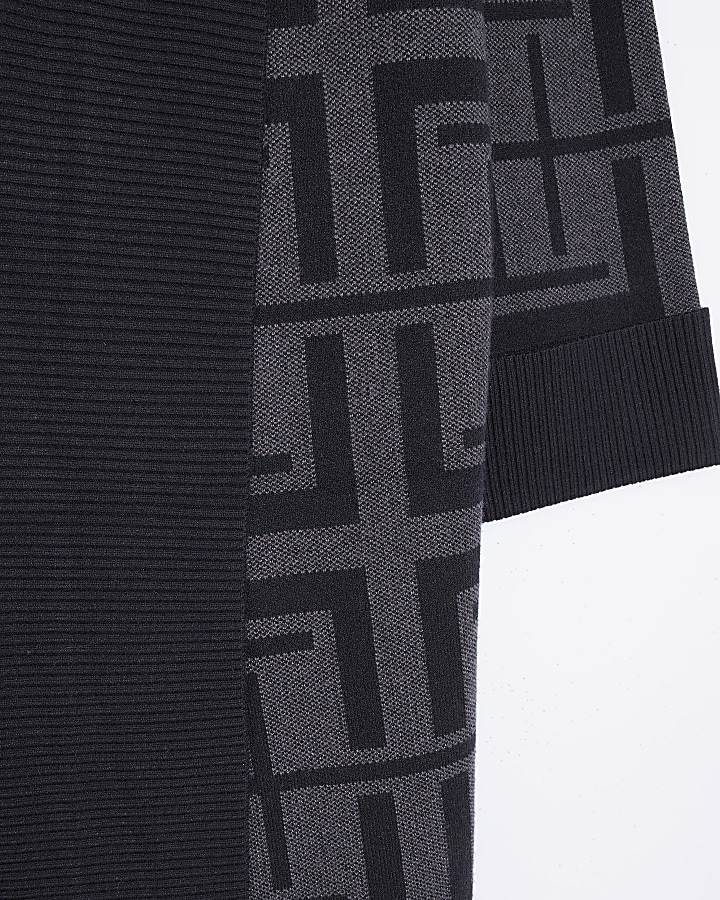 Black printed longline cardigan