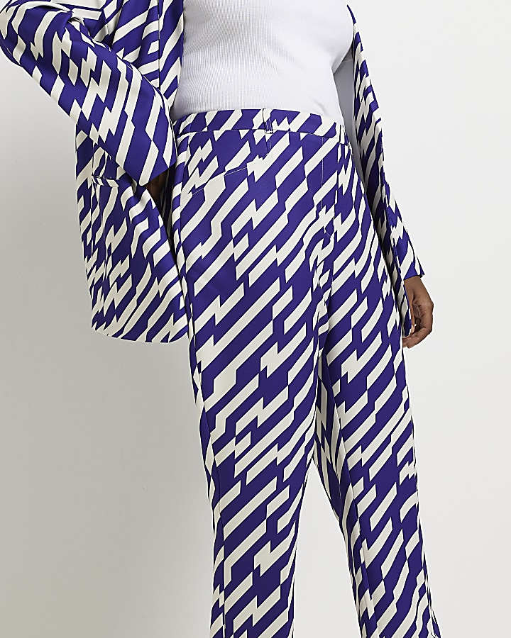 Plus purple stripe mid rise slim trousers