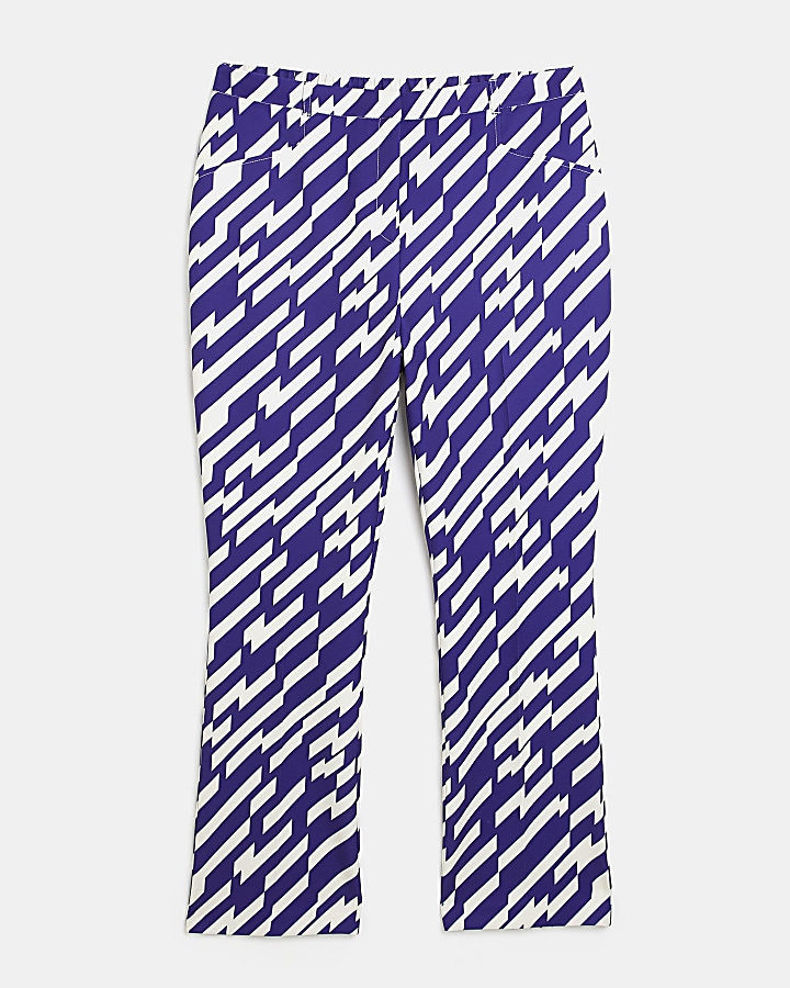 Plus purple stripe mid rise slim trousers