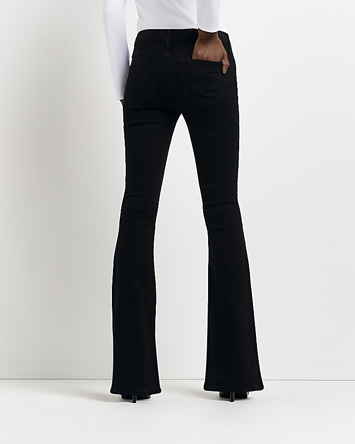 Black low rise flared jeans
