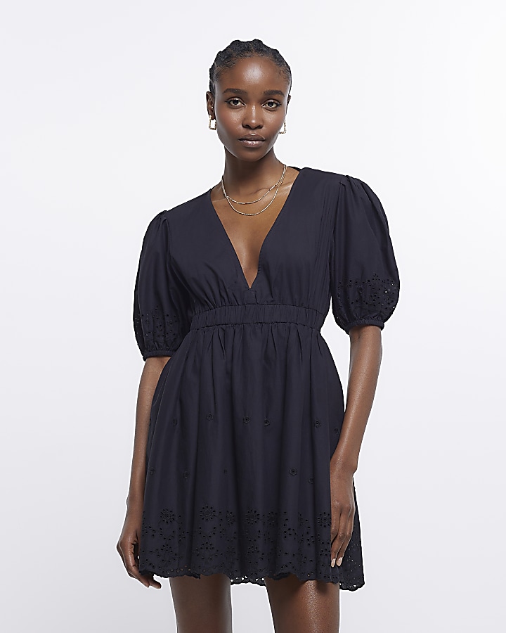 Black store broderie dress