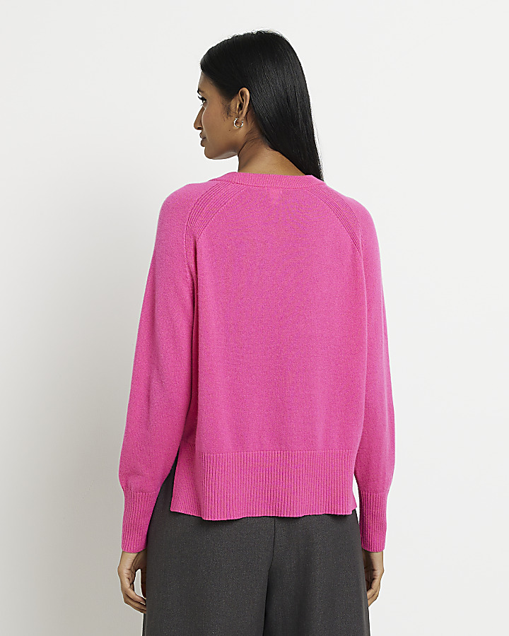 Pink cashmere long sleeve jumper