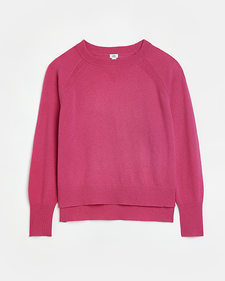 Pink cashmere long sleeve jumper | River Island