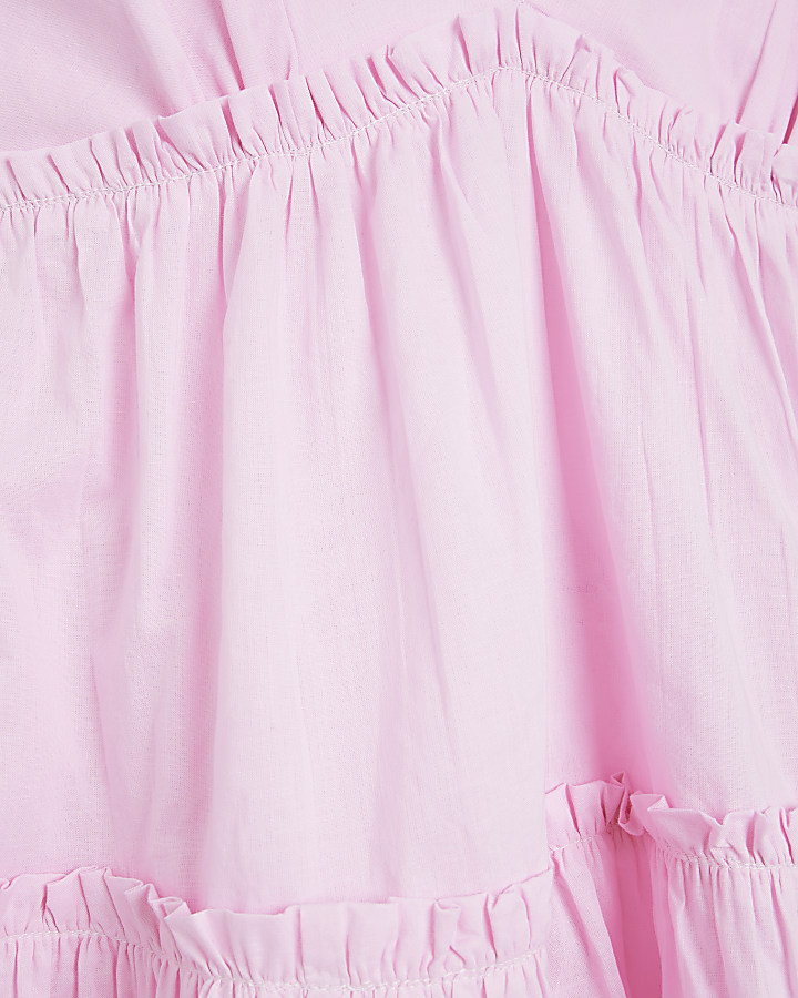 Pink tiered mini dress