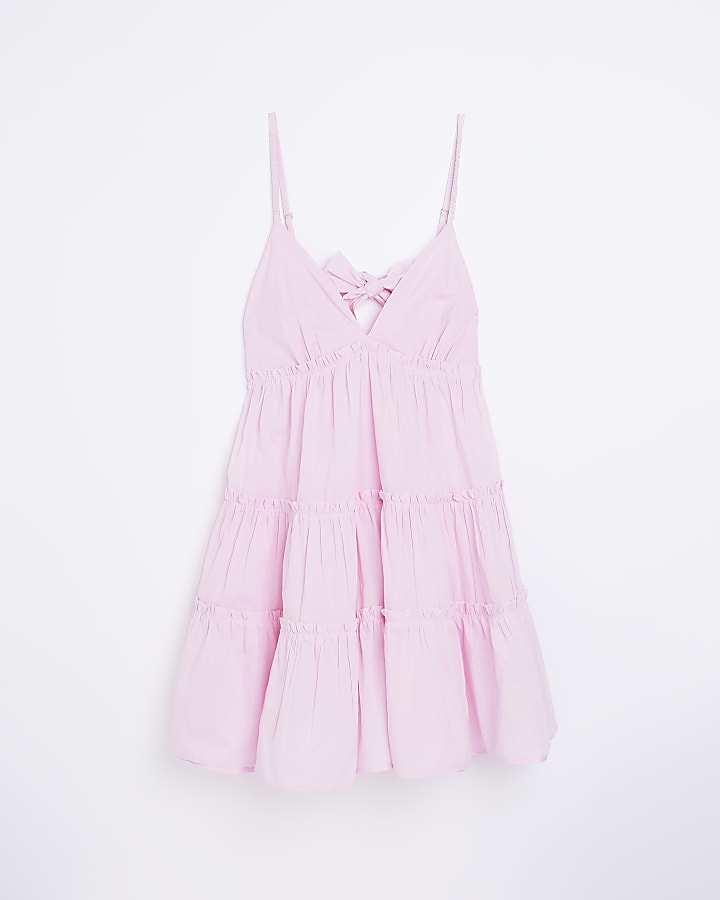 Pink tiered mini dress