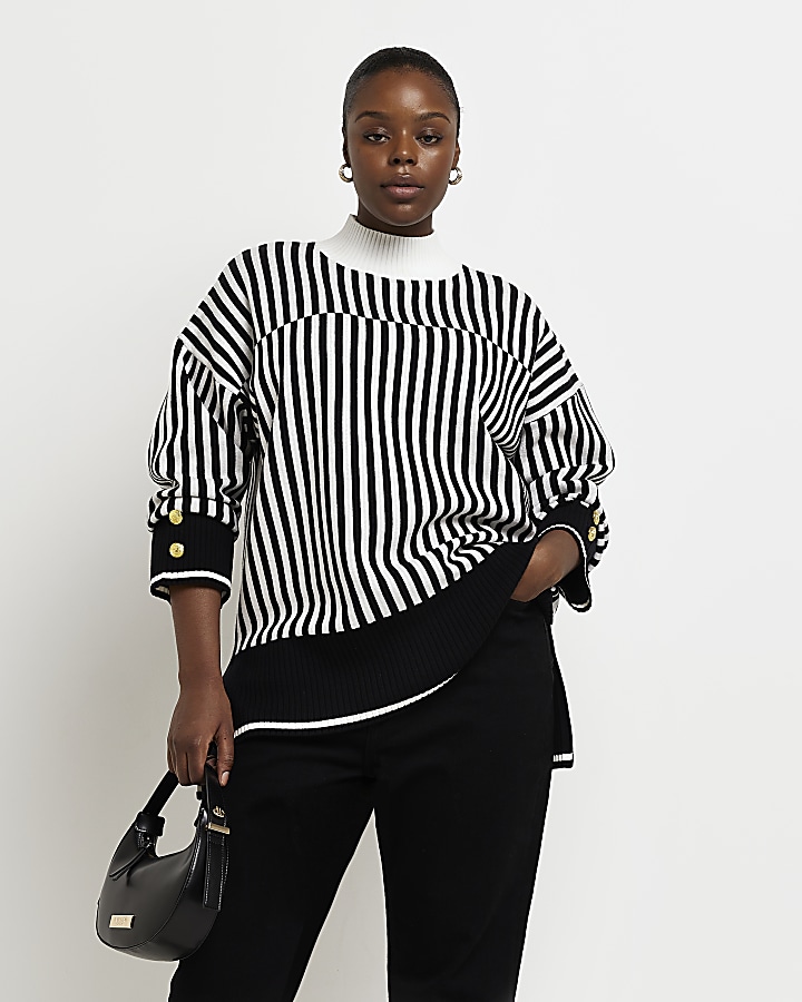 Plus black stripe long sleeve jumper