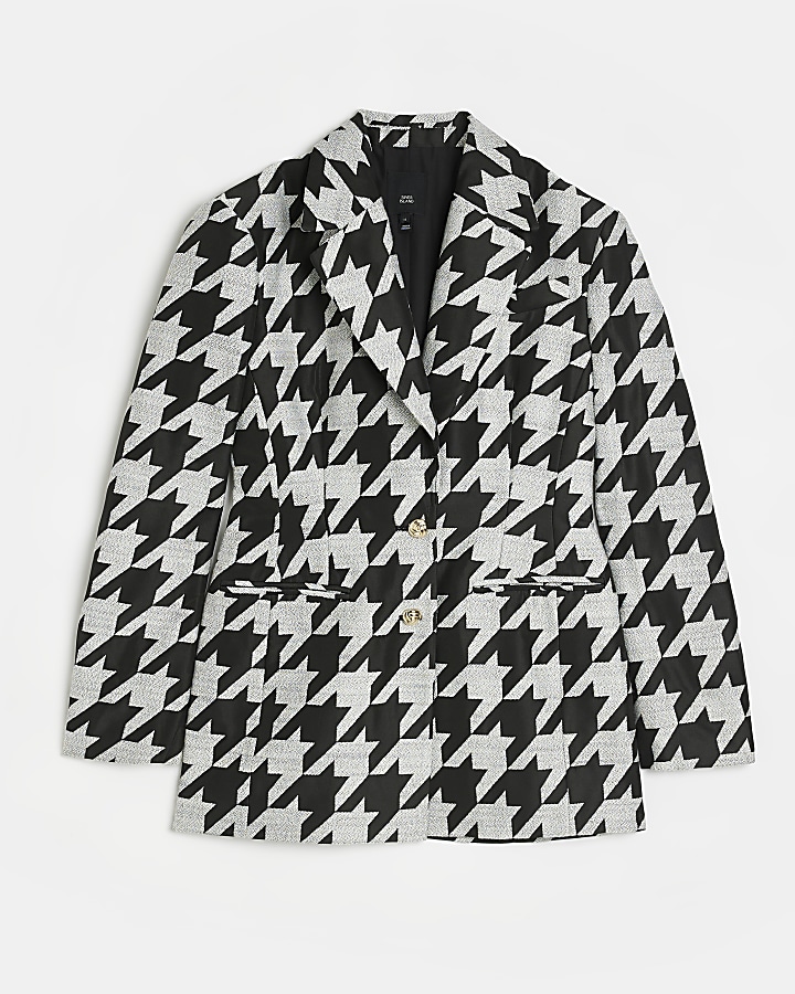 Black dogtooth blazer River Island