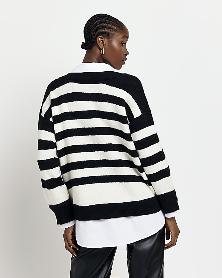 Black stripe shirt jumper