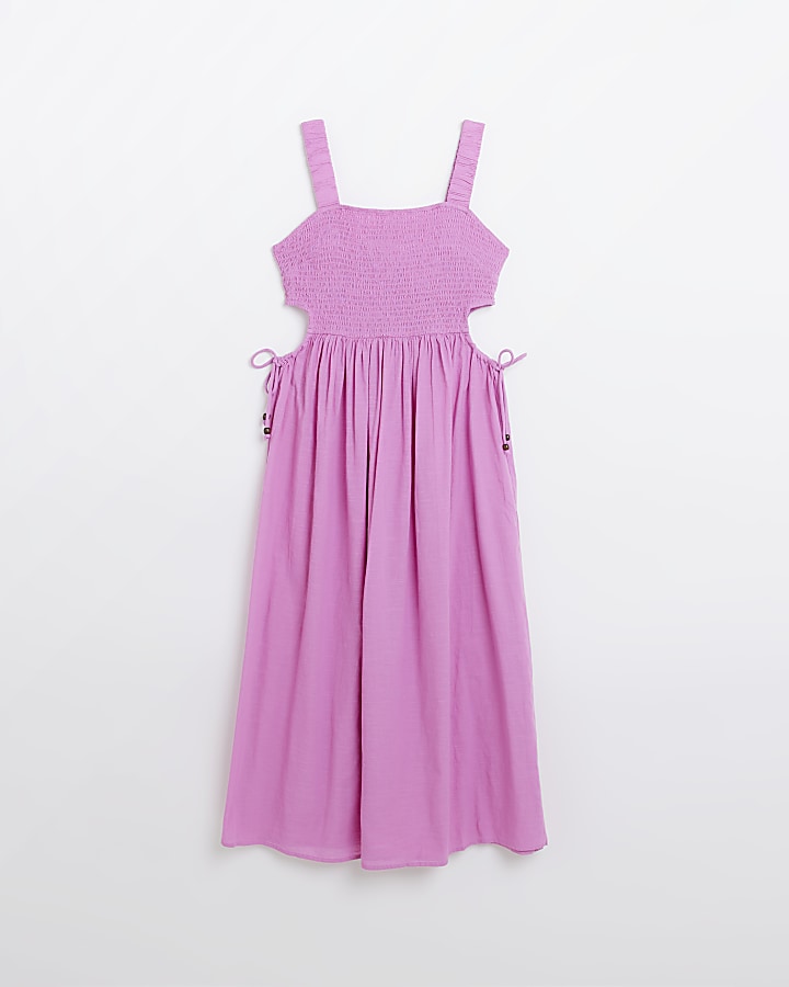 Pink Shirred Maxi Dress
