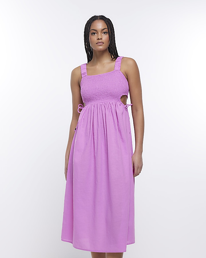 Pink Shirred Maxi Dress