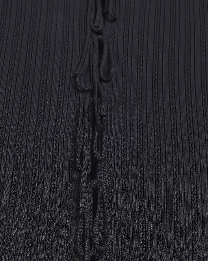 Black knit bow cardigan