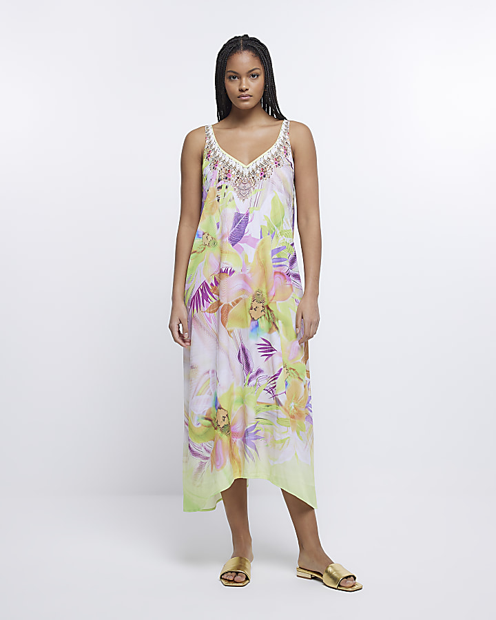 Yellow Floral Maxi Dress – Shopzters