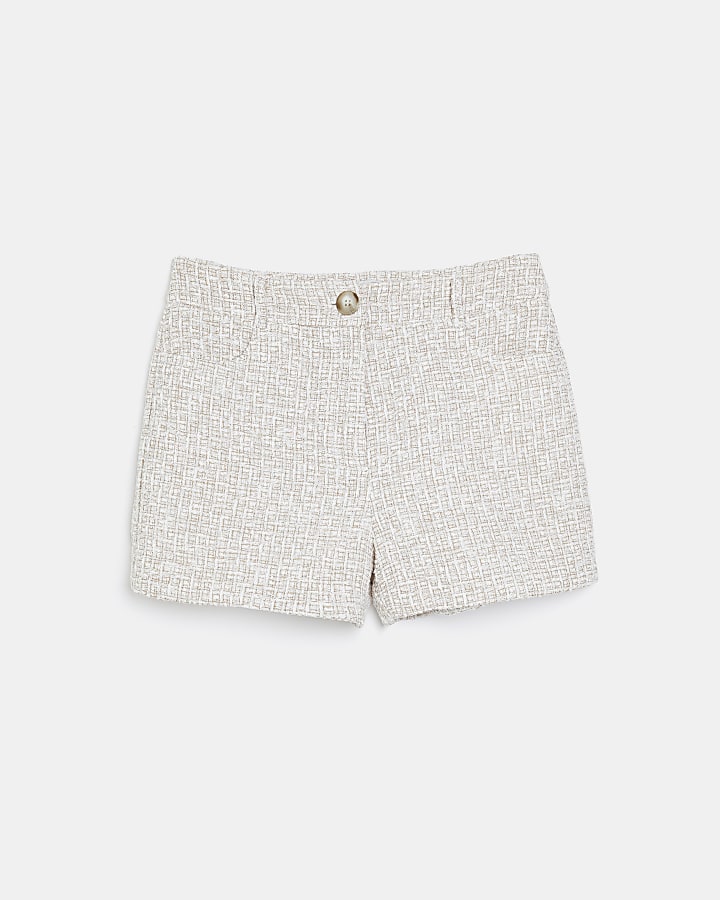 Petite beige boucle shorts