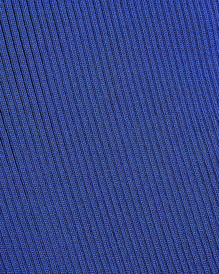 Blue knit long sleeve top