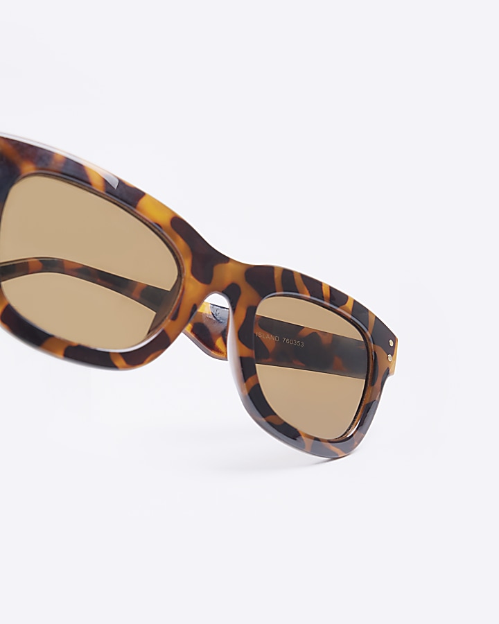 Brown leopard print square sunglasses