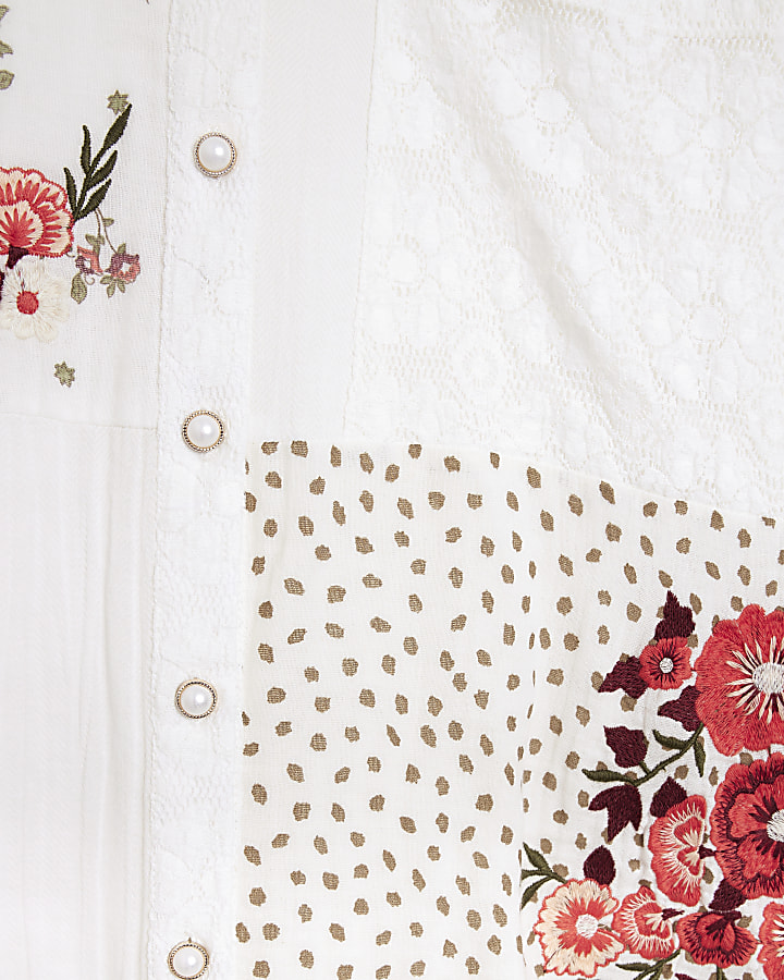 White patchwork floral print shirt
