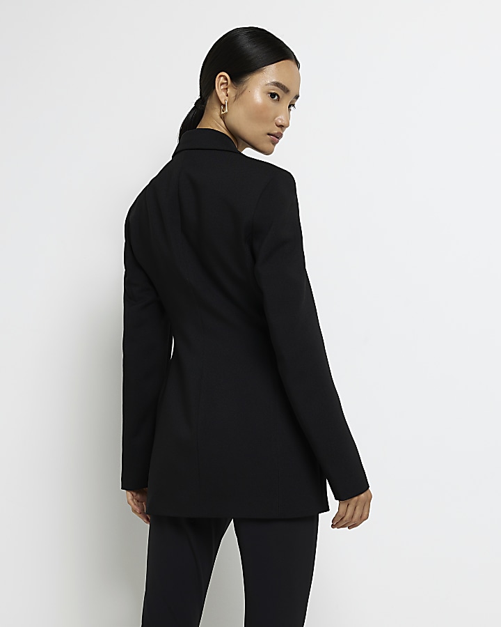 Black structured cinched blazer