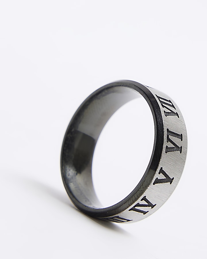 Black steel black numeral ring