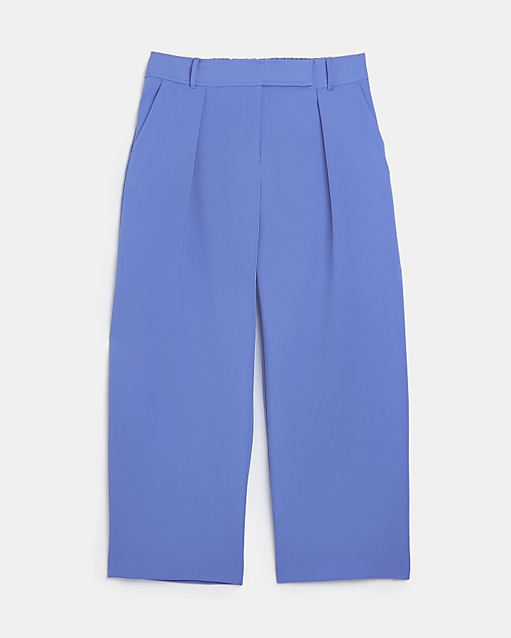 Plus blue wide leg high waist trousers | River Island