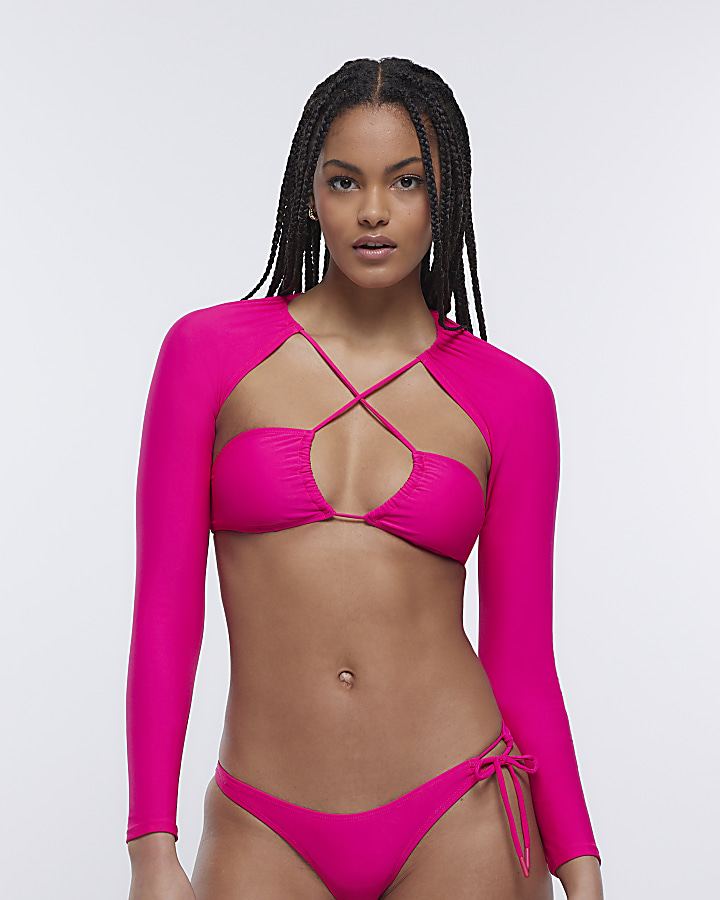  Bathing Suit Top with Built in Bra Long Sleeve