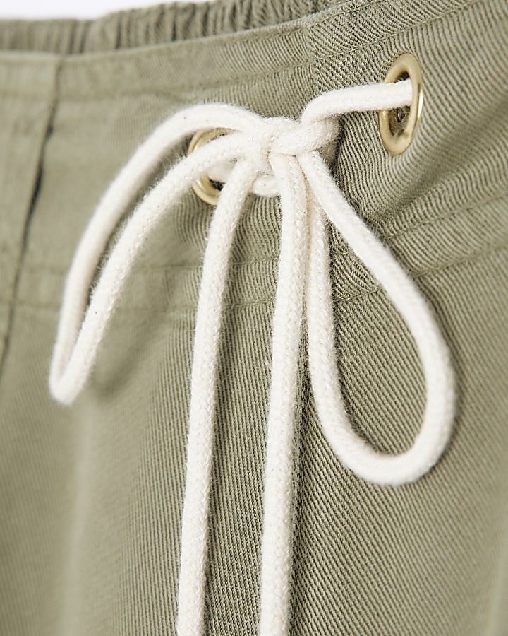 Khaki drawstring shorts River Island