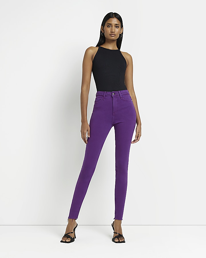 Purple high waisted skinny jeans