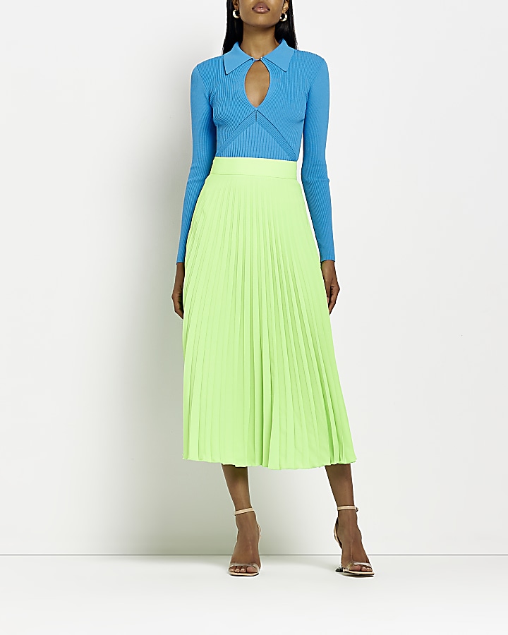 Pleated midi 2024 skirt river island