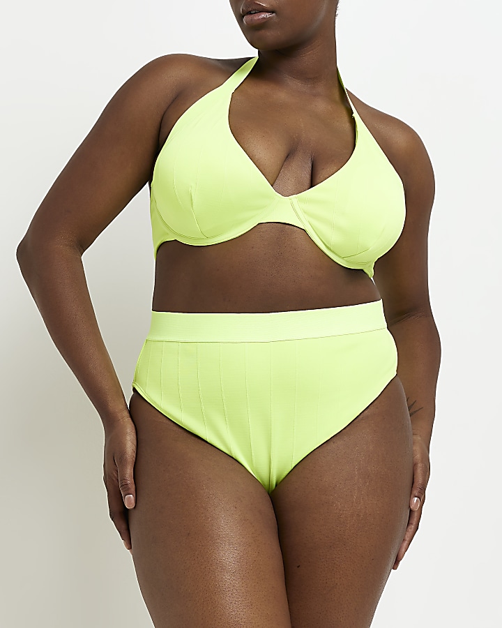 Lime green high store waisted bikini bottoms