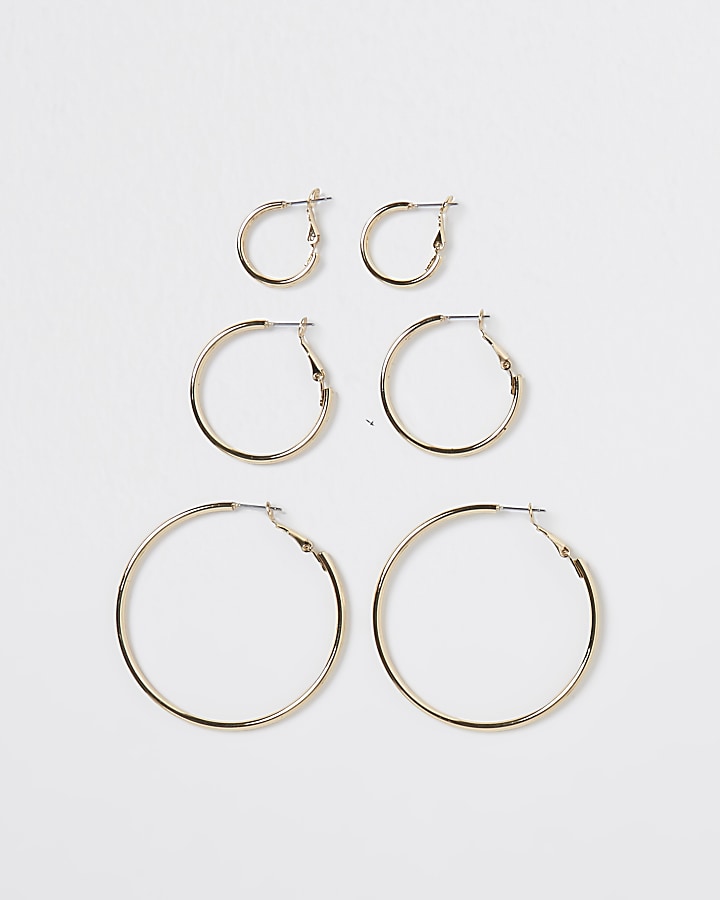 Gold hoop earrings multipack