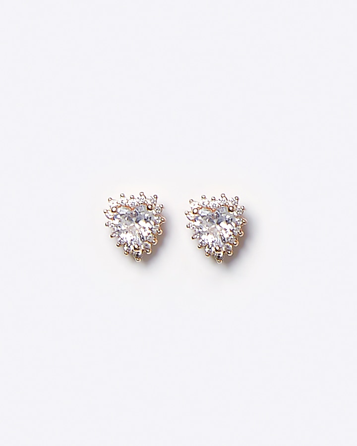 Rose gold heart stud earrings