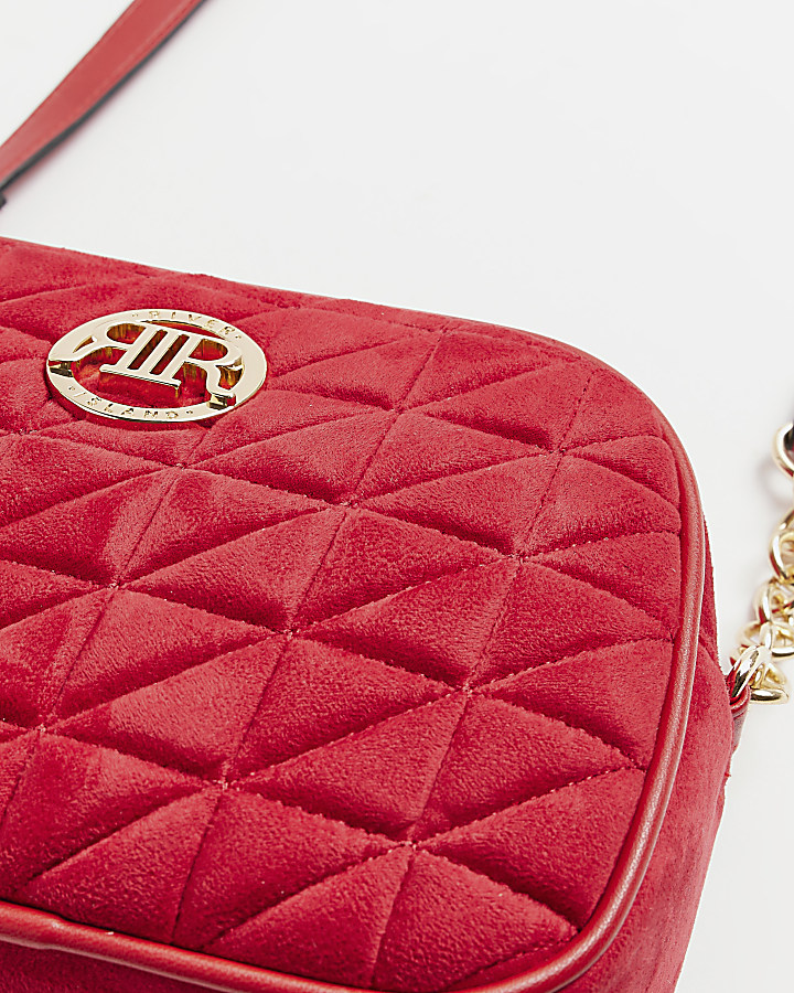Red RI quilted cross body bag