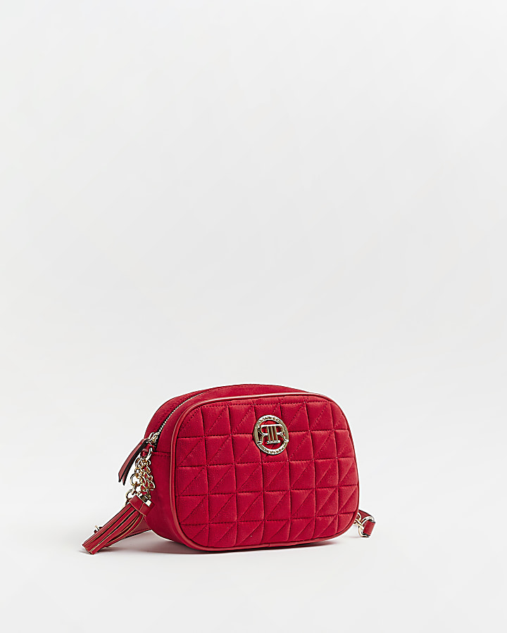 Red RI quilted cross body bag