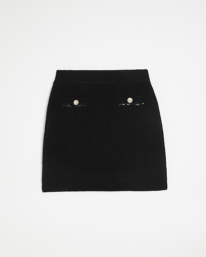 Black sequin trim mini skirt | River Island