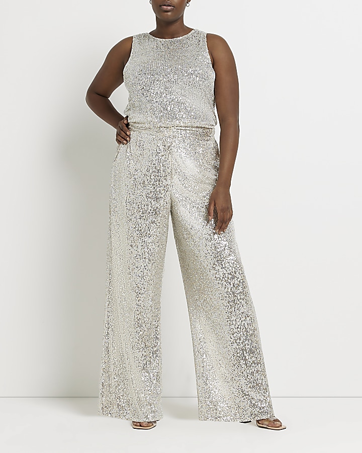 Sequin trousers 2024 plus size