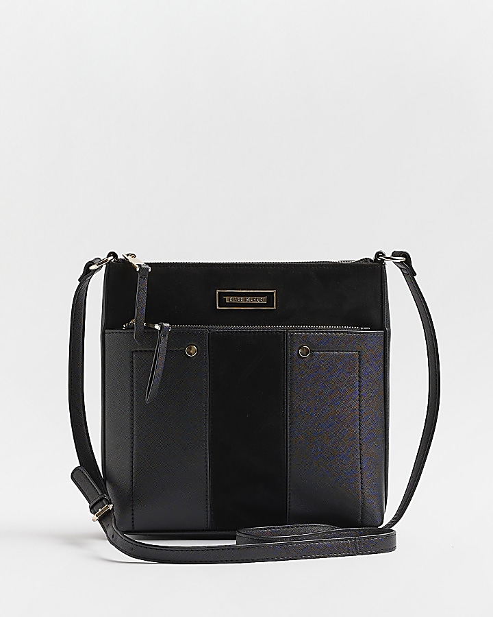 Black panelled messenger bag