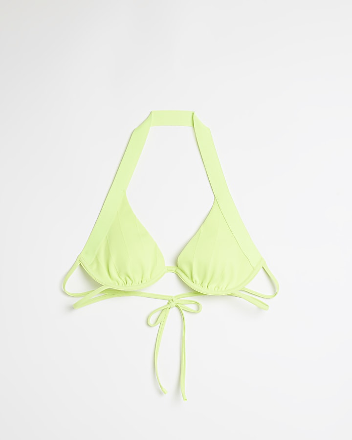Green plunge bikini top